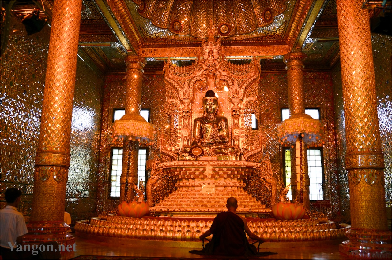 Botataung-Pagoda-Buddha-Monk-Praying